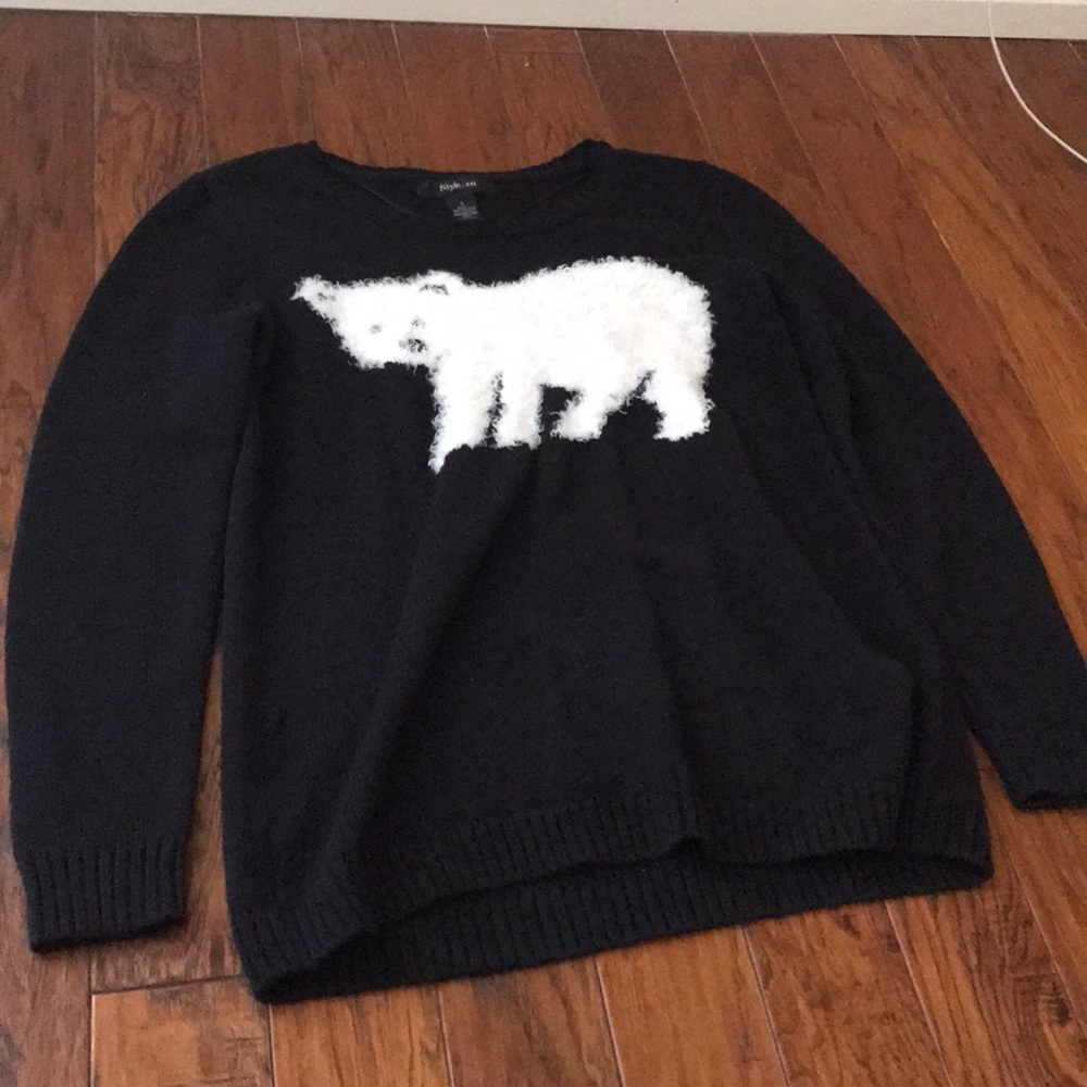 STYLE & CO. black polar bear sweater